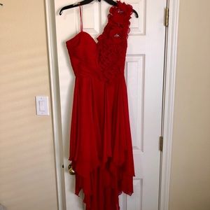 Holiday high-low red dress